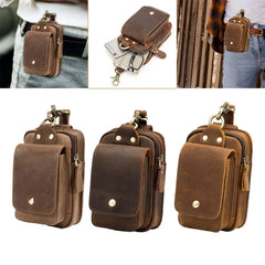 Vintage PU Leather Men Casual Hook Bum Bag Fanny Waist Pack