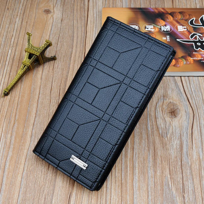 Embossed PU Leather Men's Long Wallet Large Capacity Soft Wallet