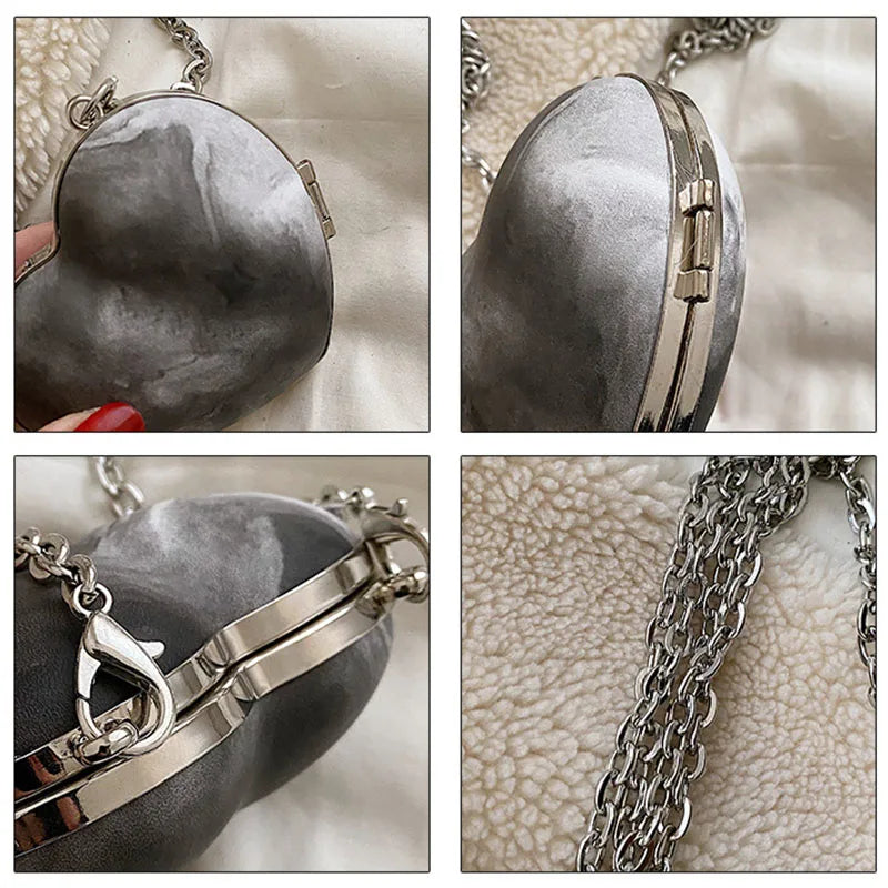 Peach Heart Clutch Evening Bag Wallet Mini Love Hearted Handbag