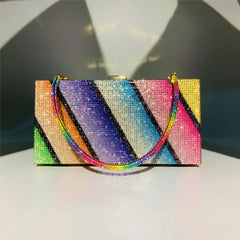 Rainbow Diamonds Evening Bag Plaid Women's Handbag Rhinestone Purse