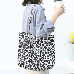 Leopard Canvas Shoulder Bag Large Beach Tote