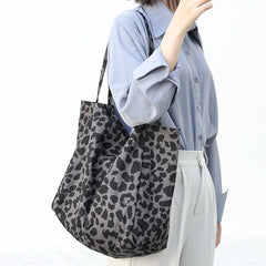 Leopard Canvas Shoulder Bag Large Beach Tote