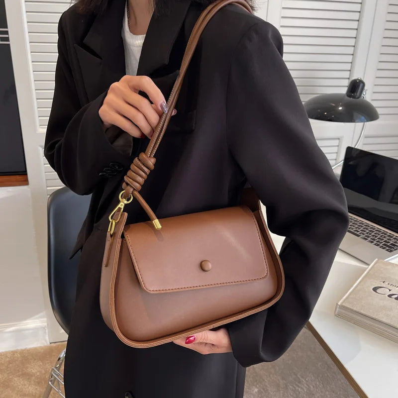 Retro PU Leather Handbags for Women Shoulder Bag Crossbody Solid Ladies