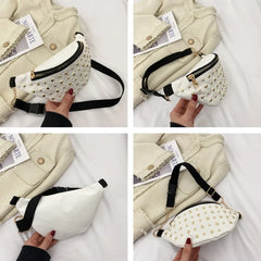 Stylish Rivet PU Leather Waist Bag for Women