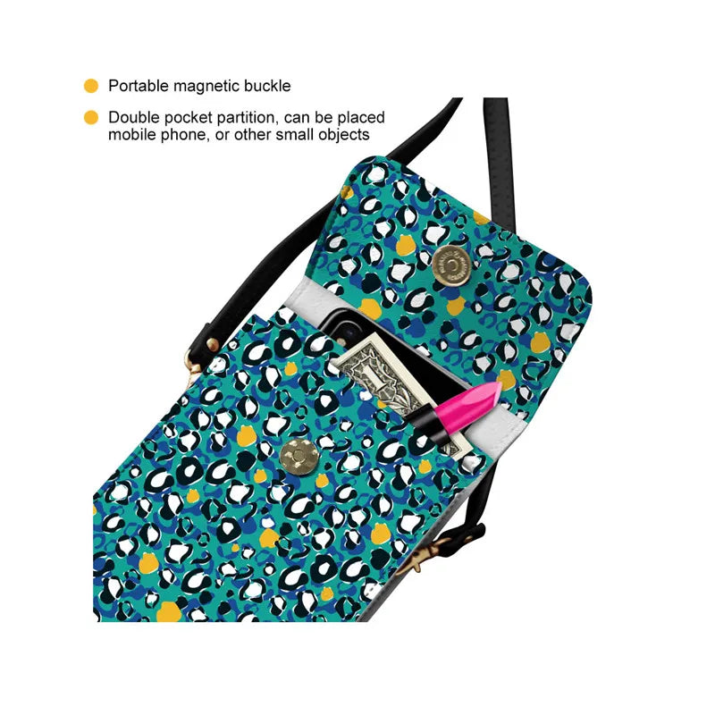 Skull Print Shoulder Bag with Touch Screen Phone Pouch