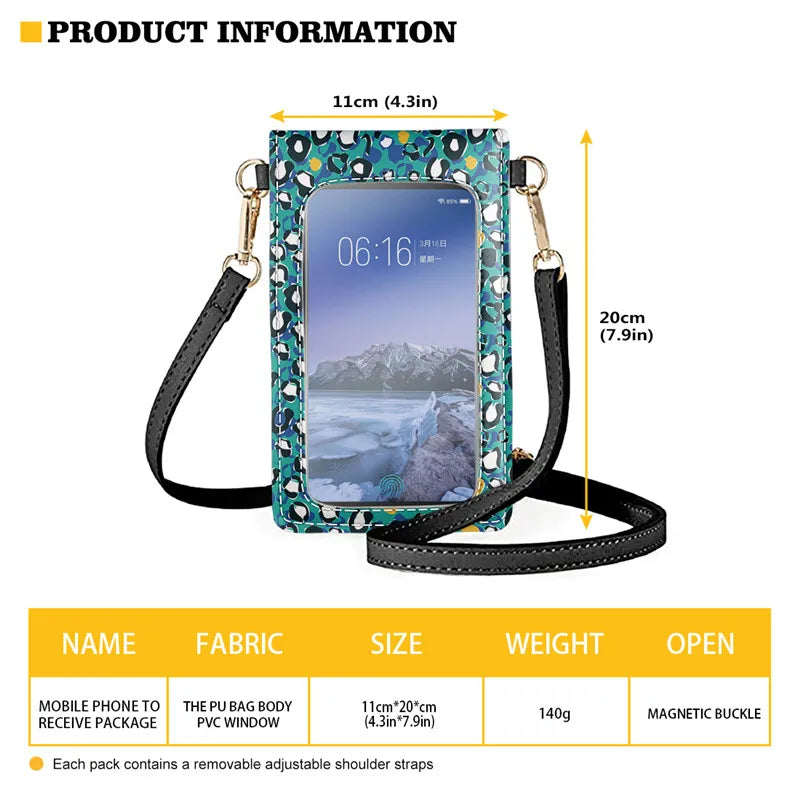 Skull Print Shoulder Bag with Touch Screen Phone Pouch
