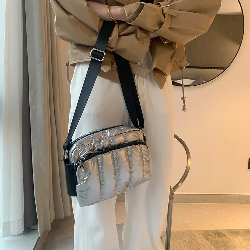 Winter Crossbody Down Bag Shoulder Strap Messenger Pack