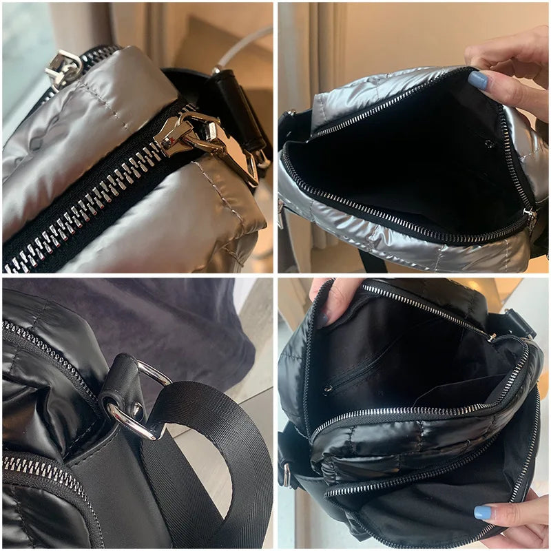 Winter Crossbody Down Bag Shoulder Strap Messenger Pack