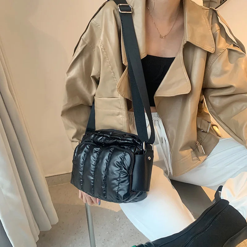 Winter Crossbody Down Bag Shoulder Strap Messenger Pack