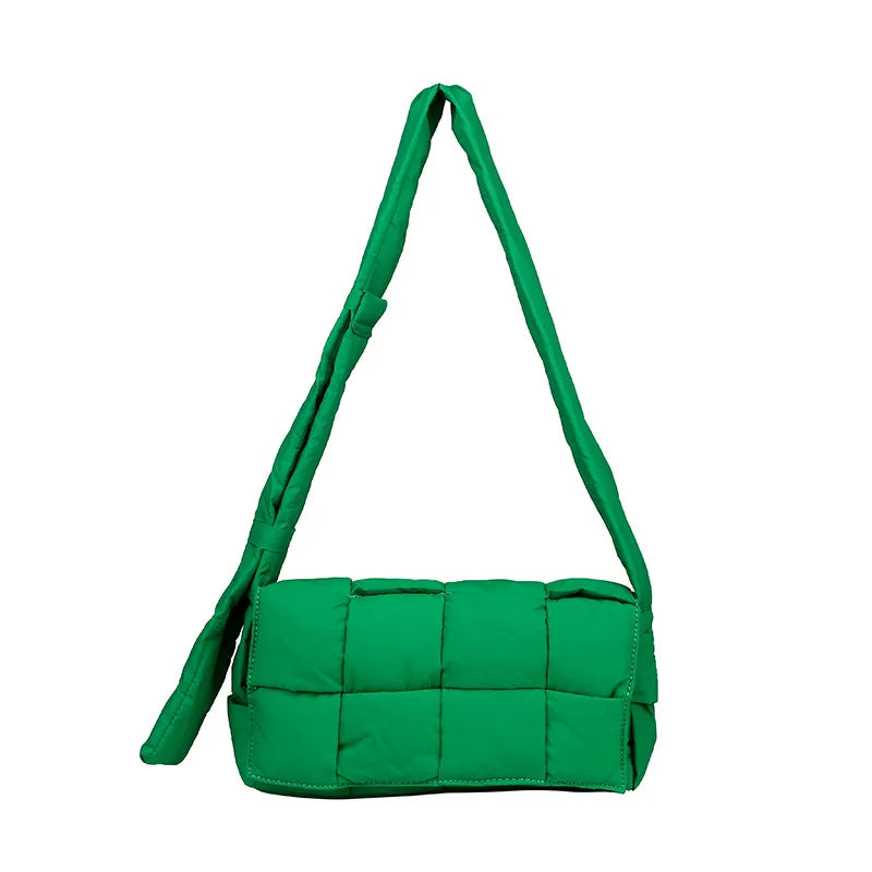 Winter Down Crossbody Bag Fluffy Leather Nylon Purse Shoulder Bags for Women