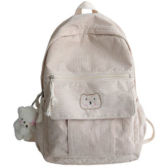 Striped Corduroy Backpack for Teens