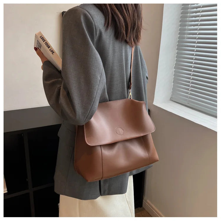 Vintage Soft PU Leather Crossbody Bag Women Shoulder Tote Purse
