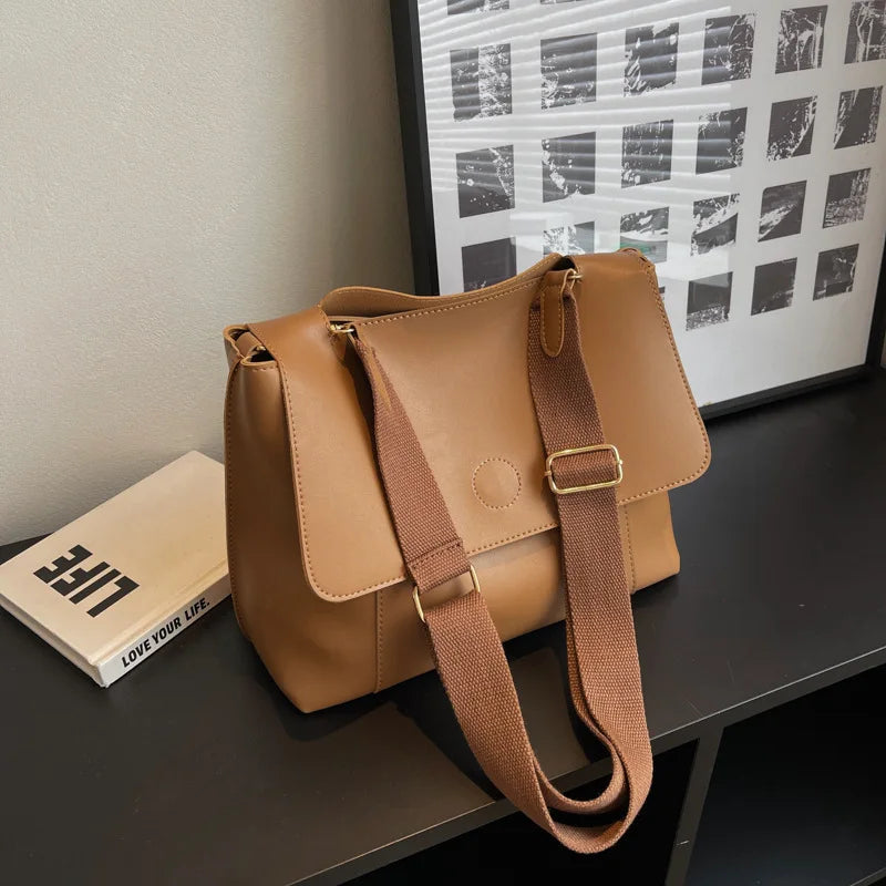 Vintage Soft PU Leather Crossbody Bag Women Shoulder Tote Purse