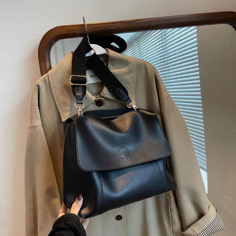 Vintage Soft PU Leather Crossbody Bag Women Shoulder Tote Purse