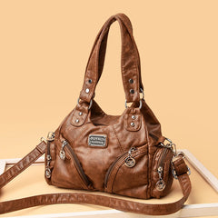 Vintage Leather Women Top-handle Shoulder Bag Crossbody Sac