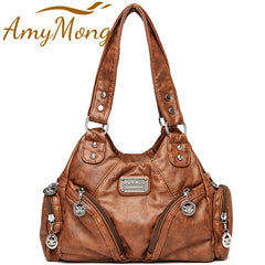 Vintage Leather Women Top-handle Shoulder Bag Crossbody Sac