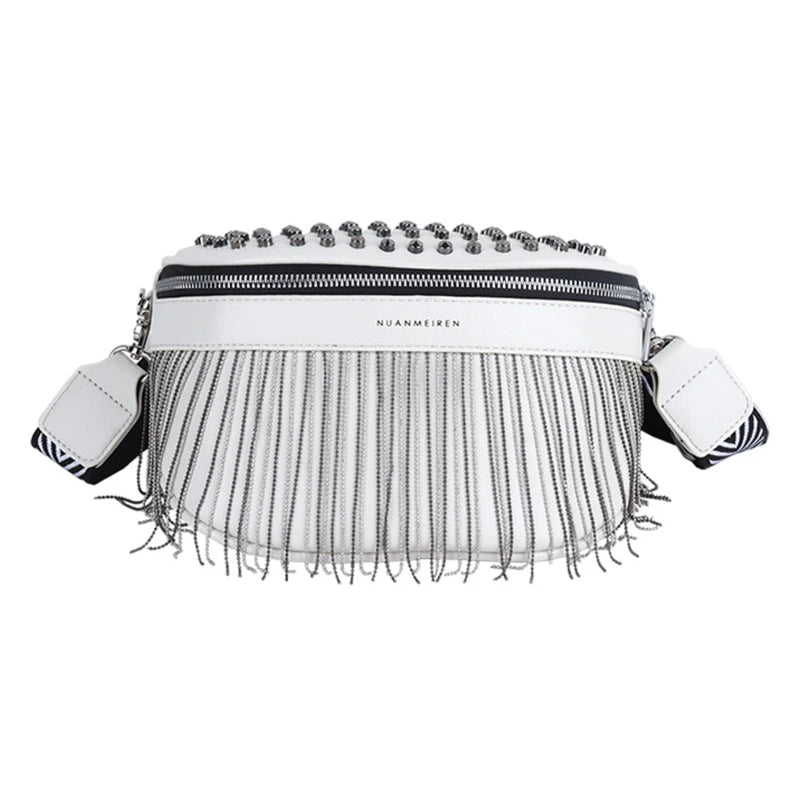 Tassel Leather Crossbody Chest Bag Women Waist Bag