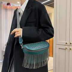 Tassel Leather Crossbody Chest Bag Women Waist Bag