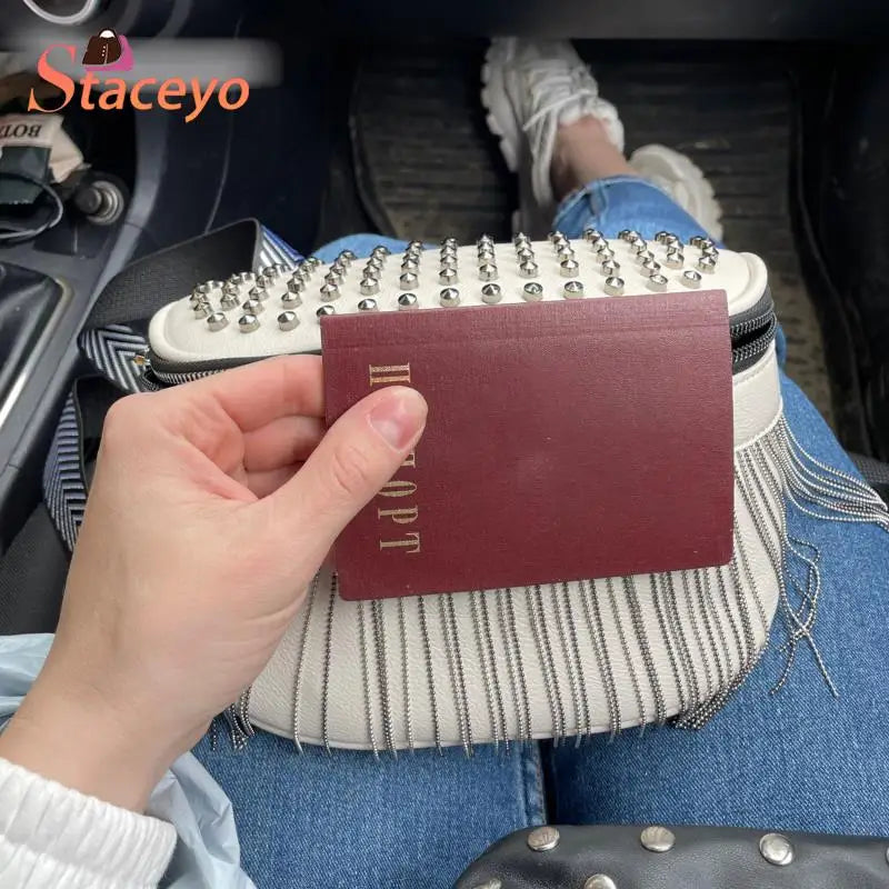 Tassel Leather Crossbody Chest Bag Women Waist Bag