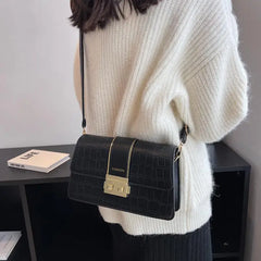 Crocodile Pattern Flap Messenger Bag for Women