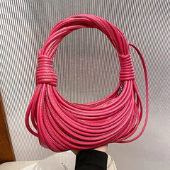 Small Half-Moon Crossbody Bag Green Pink Handbag