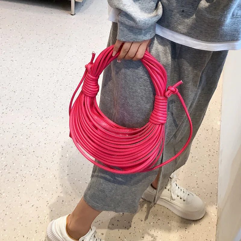 Small Half-Moon Crossbody Bag Green Pink Handbag