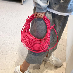 Small Half-Moon Crossbody Bag Green Pink Handbag