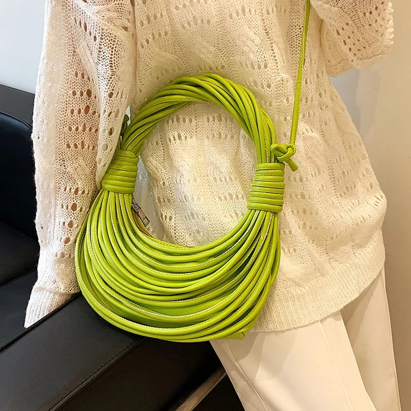 Small Half-Moon Crossbody Bag Green Pink Handbag