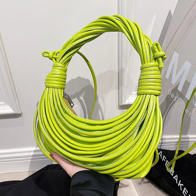 Small Half-Moon Crossbody Bag Green Pink Handbag