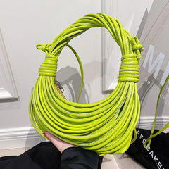 Small Half-Moon Crossbody Bag Green Pink Handbag