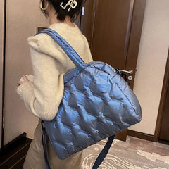 Winter Warm Down Shoulder Bag Large Capacity Shopping Crossbody Tote
