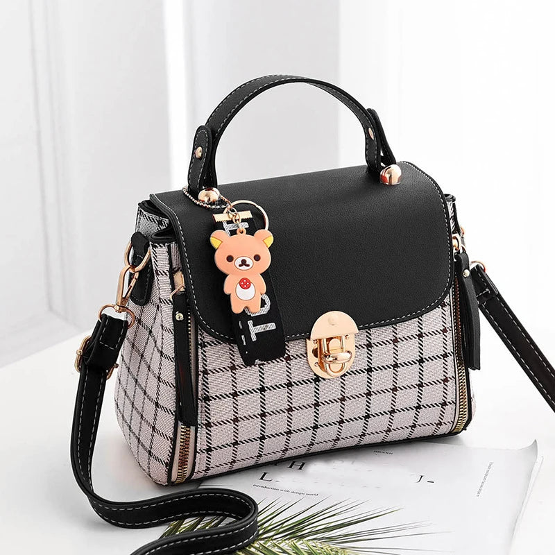 Women Messenger Bags Leather Shoulder Tote Bag Handbag with Cover Bag