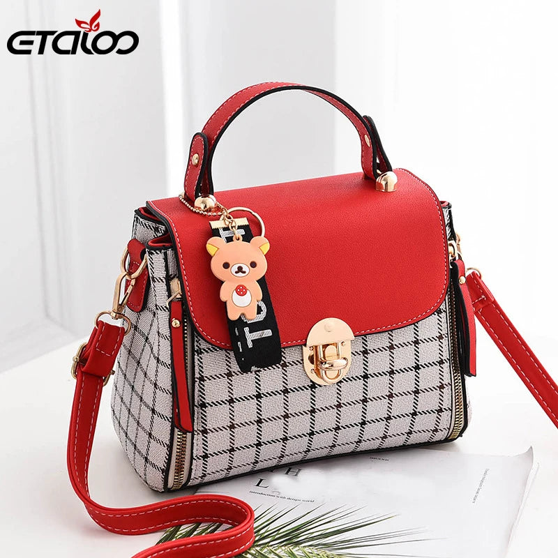 Women Messenger Bags Leather Shoulder Tote Bag Handbag with Cover Bag