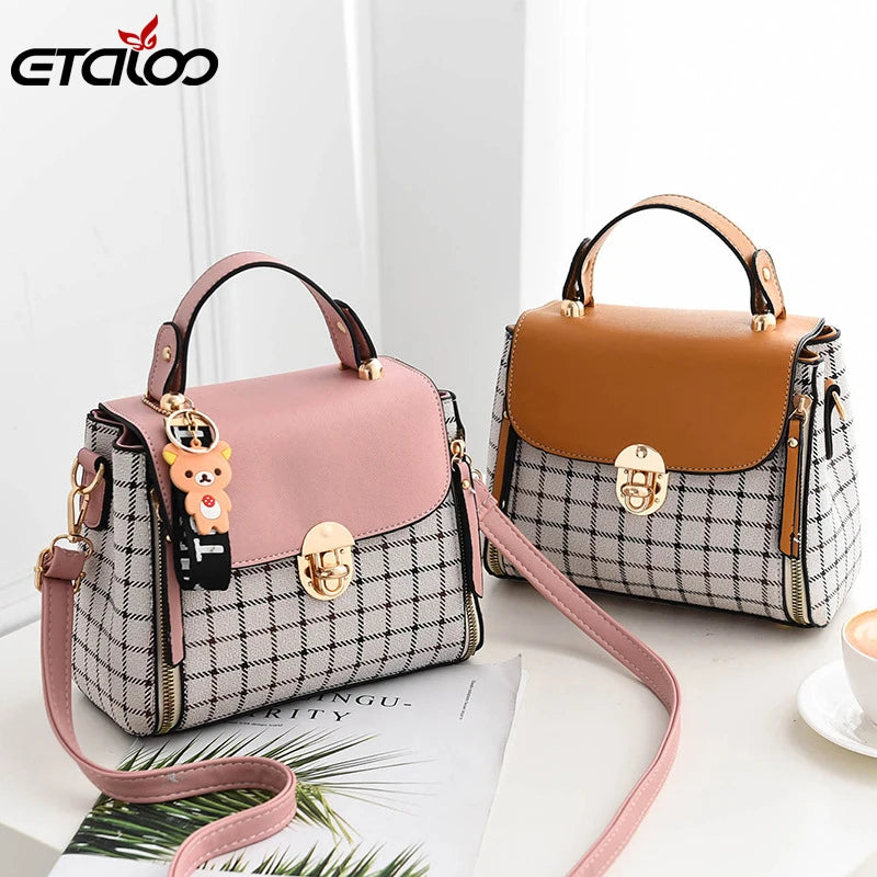 Women Messenger Bags Leather Shoulder Tote Bag Handbag with Cover Bag