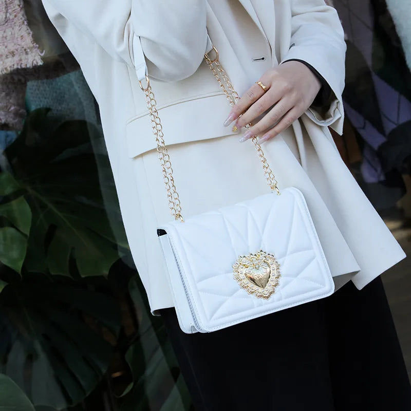 Heart Shoulder Bag Retro Square Female Bag Crossbody Bags for Women