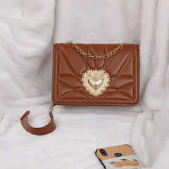 Heart Shoulder Bag Retro Square Female Bag Crossbody Bags for Women