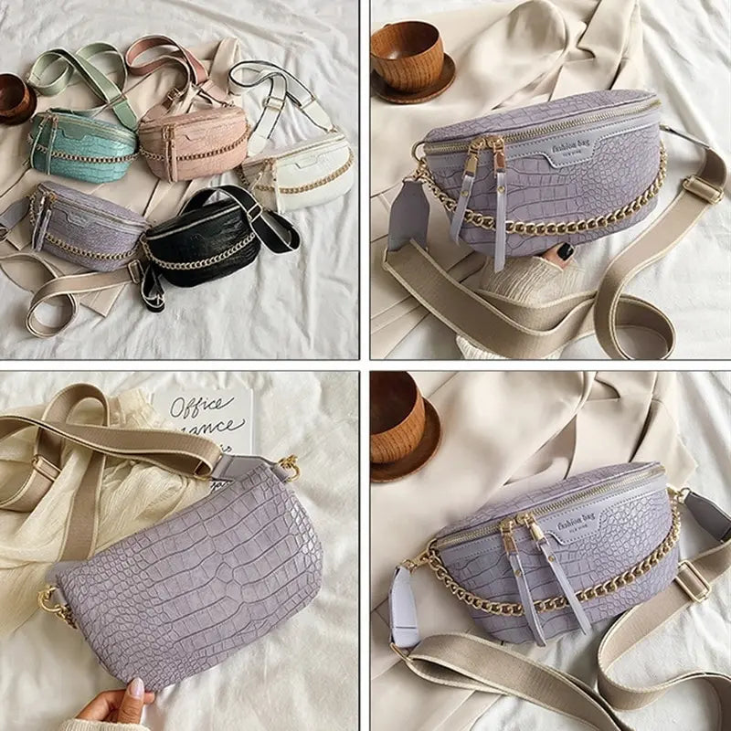 Women's Fanny Pack Thick Chain Shoulder Crossbody Bag