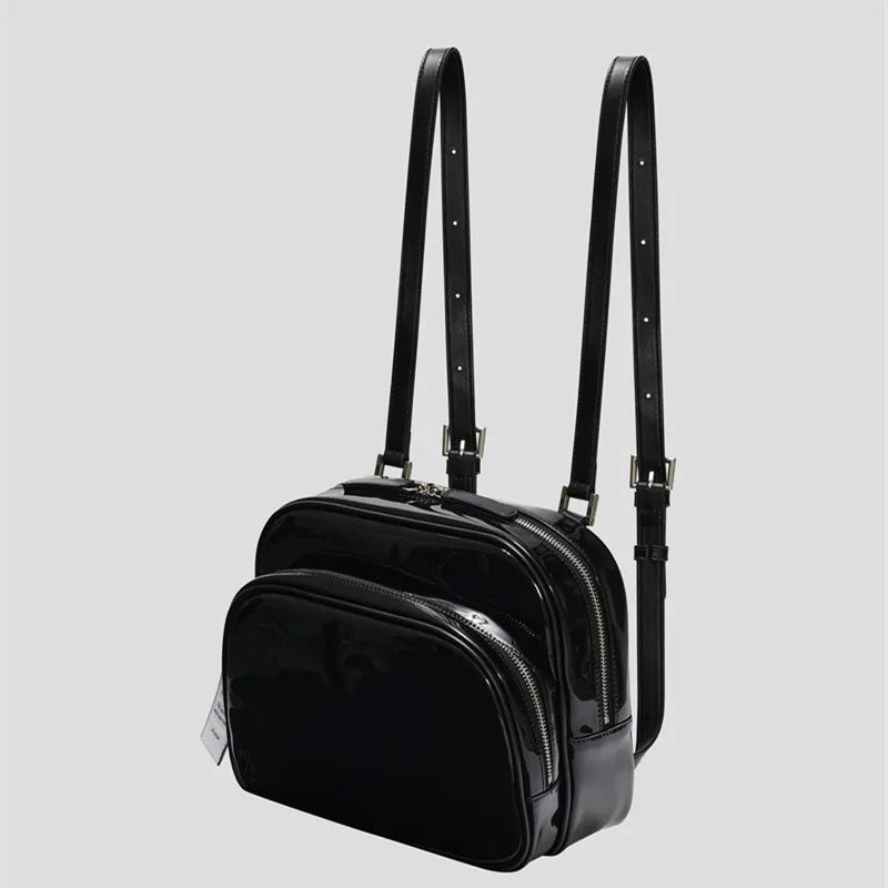 Small Women's Patent Leather Backpack for Girls