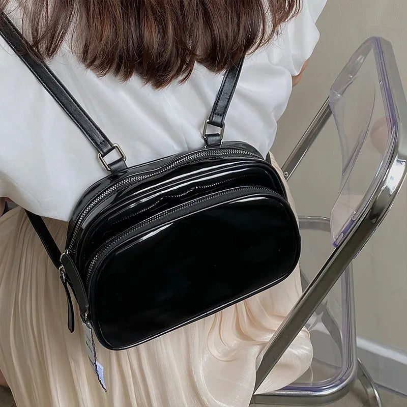 Small Women's Patent Leather Backpack for Girls