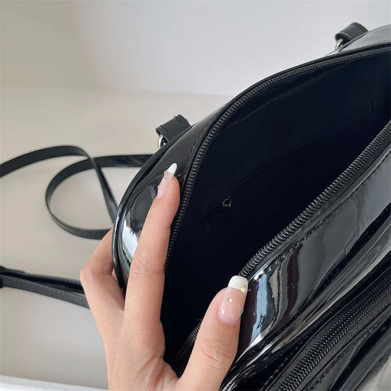 Small Women's Patent Leather Backpack for Girls