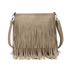 Fashionable Tassel Women's Bag PU Material Shoulder Bag Retro Style