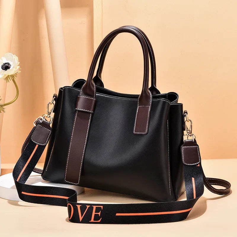 European American Soft Leather Messenger Shoulder Bag Women