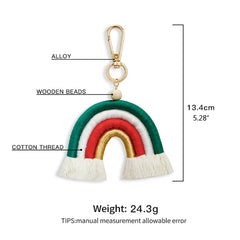 M6CC Rainbow Car Keychain Braided Rope Key Chain Women Trinket Charm