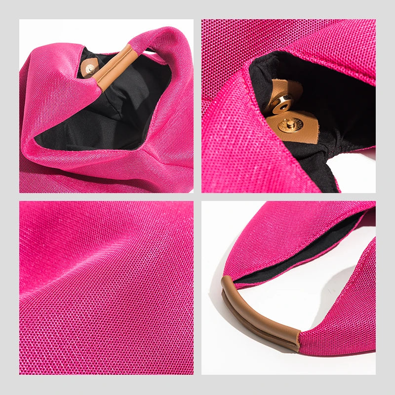 Women Triangle Mesh Net Beach Bag Lightweight Shoulder Purse