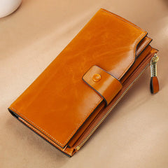 MAHEU Leather Long Wallet Women Clutch Purse Real Cowskin Party Purse for Ladies