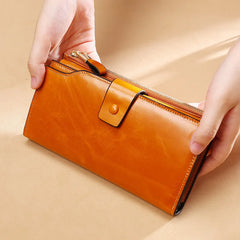 MAHEU Leather Long Wallet Women Clutch Purse Real Cowskin Party Purse for Ladies