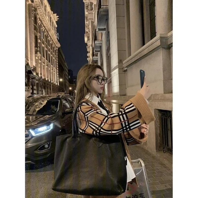 MBTI Casual Soft Tote Bag Summer Pu Leather Large Capacity Shoulder Bag