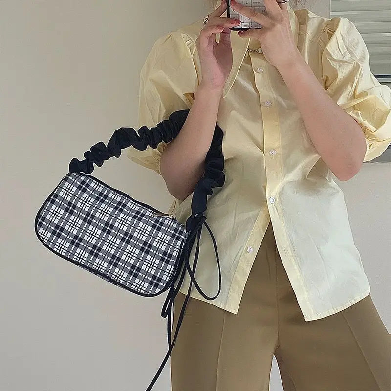 MBTI Plaid Shoulder Bag for Women All-match Crossbody Handbag