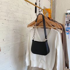 Chain Shoulder Bag PU Leather Women Handbag Solid Underarm Bags