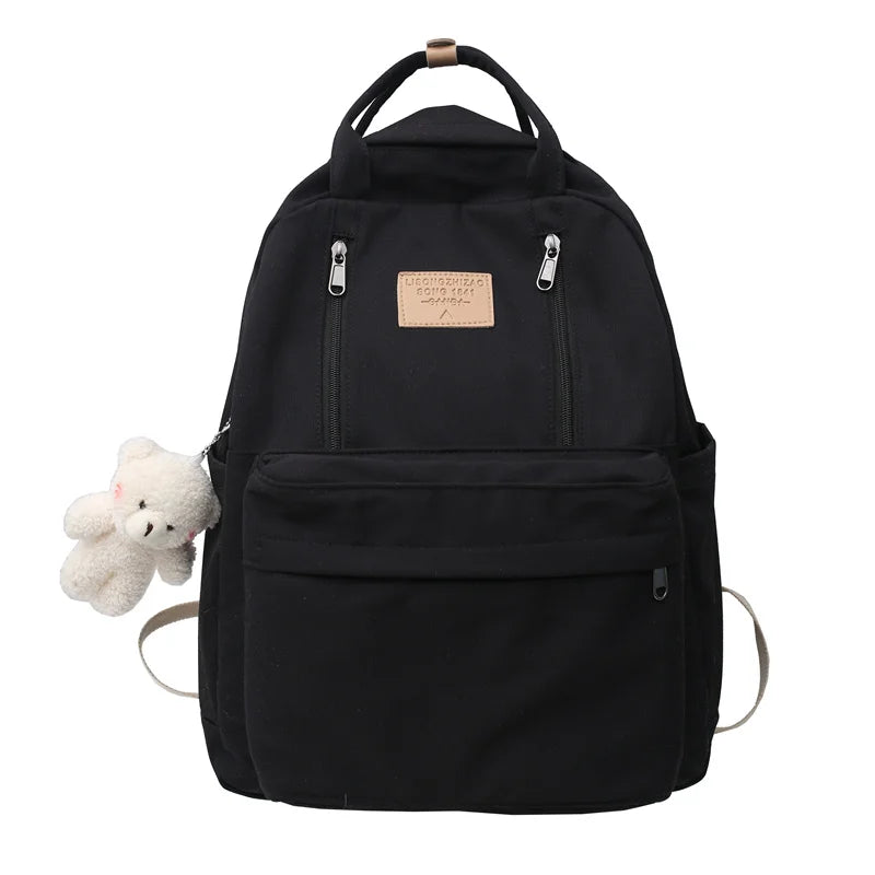 Double Zipper Girls School Backpack Large Capacity Laptop Bag